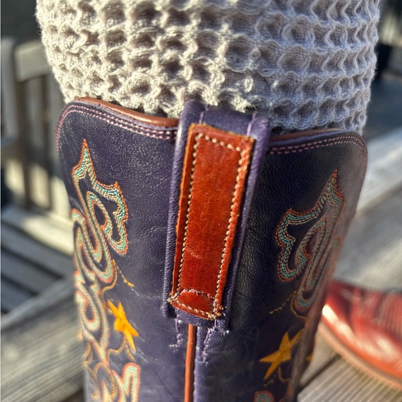 Lucchese Western Cowboy Leather Boots - Women’s size 10 D.  Blue with Stars - Picture 6 of 16